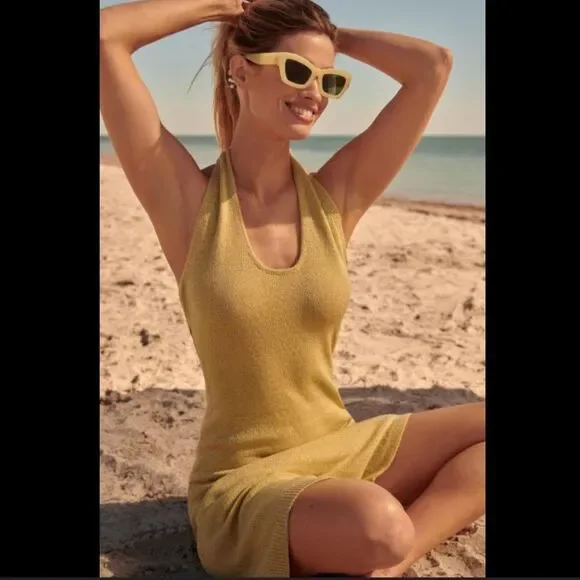 COPY - Anthropologie Flat White Halter Maxi Dress - Picture 2 of 3